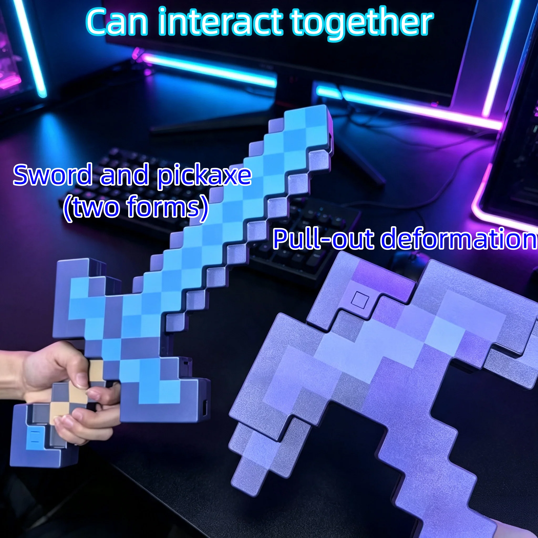 Dual Shape Pixel Handheld Prop Multiscene Decor For Festival Desktop Display