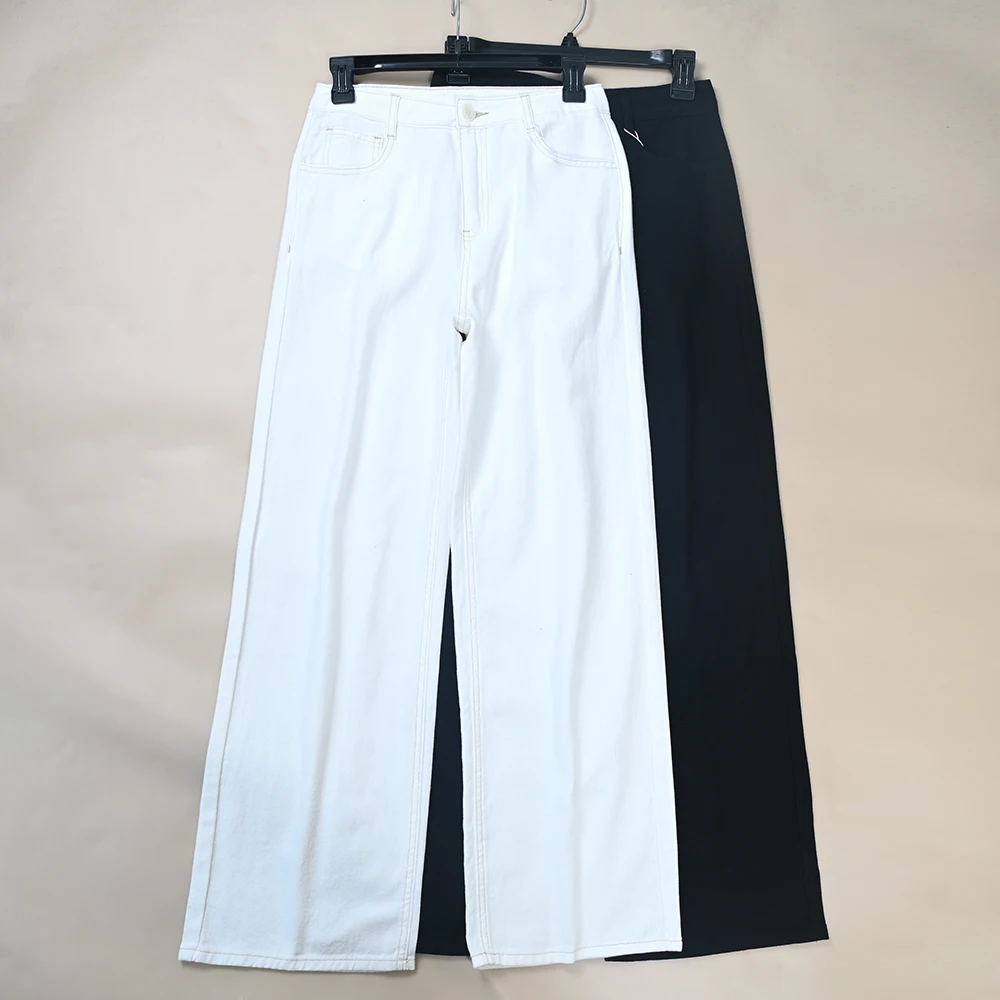 

Summer New Women's Thin Comfortable Breathable Linen Blend mid High Waist Casual Straight Leg Jeans Pants Loose Fit No Stretch