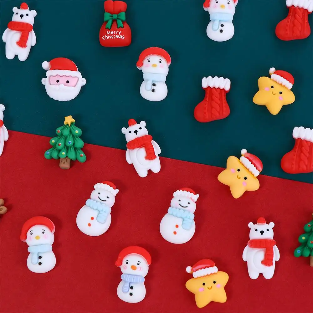 Estatuetas de desenhos animados padrão para diy hairpin fazendo remendos de natal enfeites para casa ornamento de ano novo material de arte diy