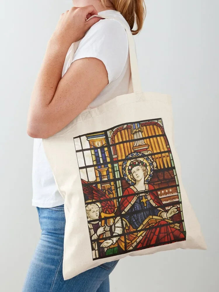 

Saint Cecilia Stained Glass Organ Tote Bag tote bag custom bag for beach Woman shopper Women's shopping