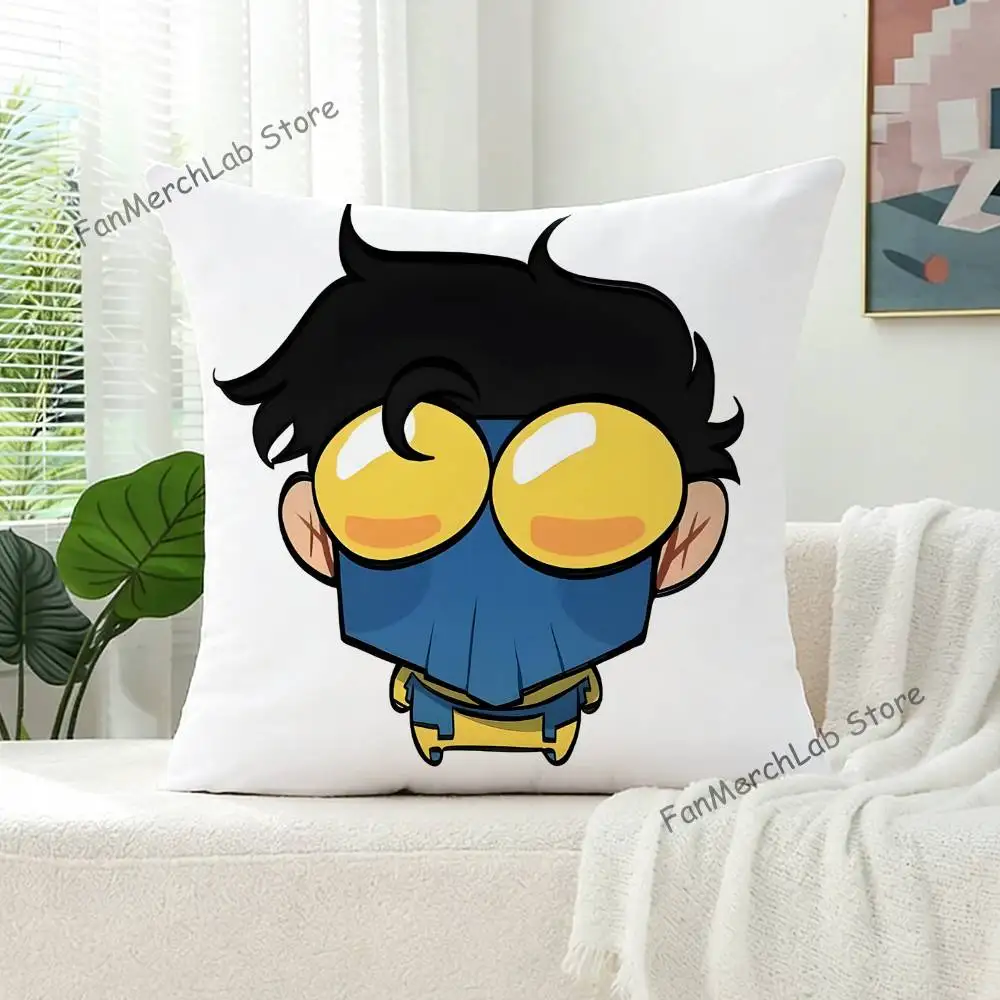 

I-InvincibleS Anime Pillow Covers Cartoon Sofa Decorative Home Double-sided Printing Short Plush Cute Cushion Cover