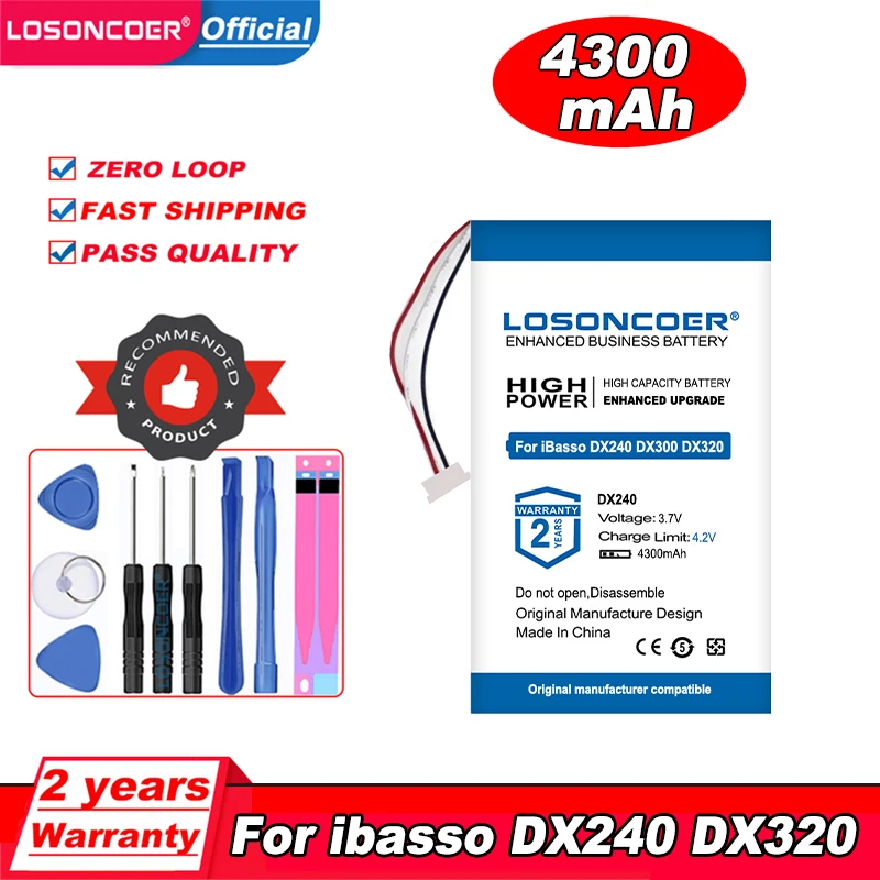 LOSONCOER 4300mAh For iBasso DX240 AMP8MK2 DX320 Player Baatey