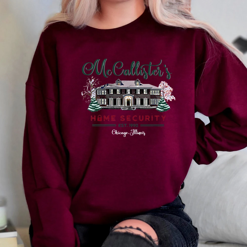 Home Alone Sweatshirt McCallister's Home Security Shirt Christmas Movie Sweater Womens Christmas Pullover Casual Sweatshirts