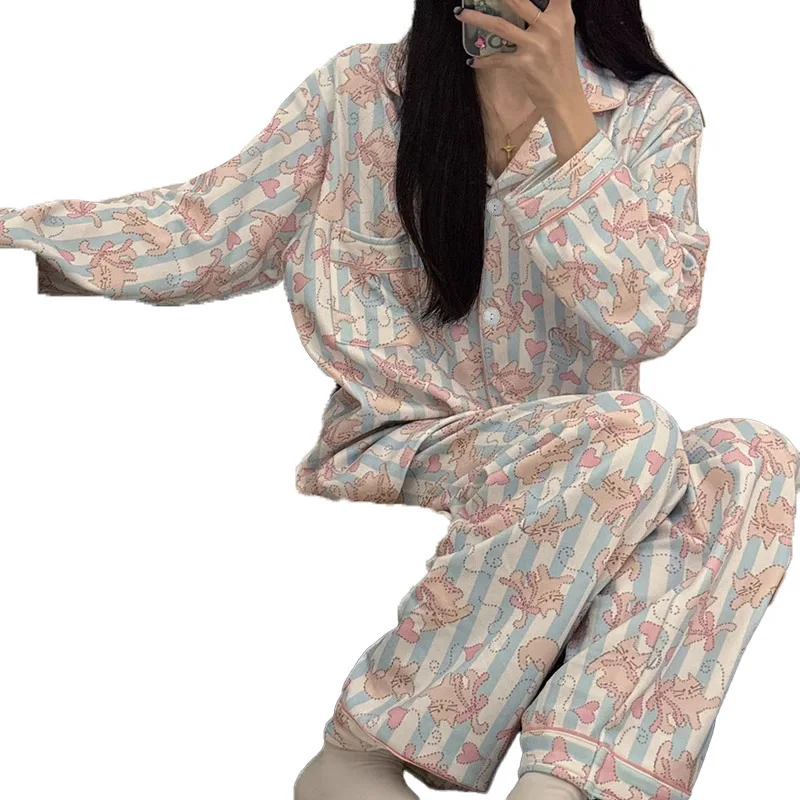 طقم بيجامة نسائي من Pjs بيجامة شتوية دافئة ملابس منزلية عصرية، بيجامات طقم بيجامة لطيف وناعم للخريف