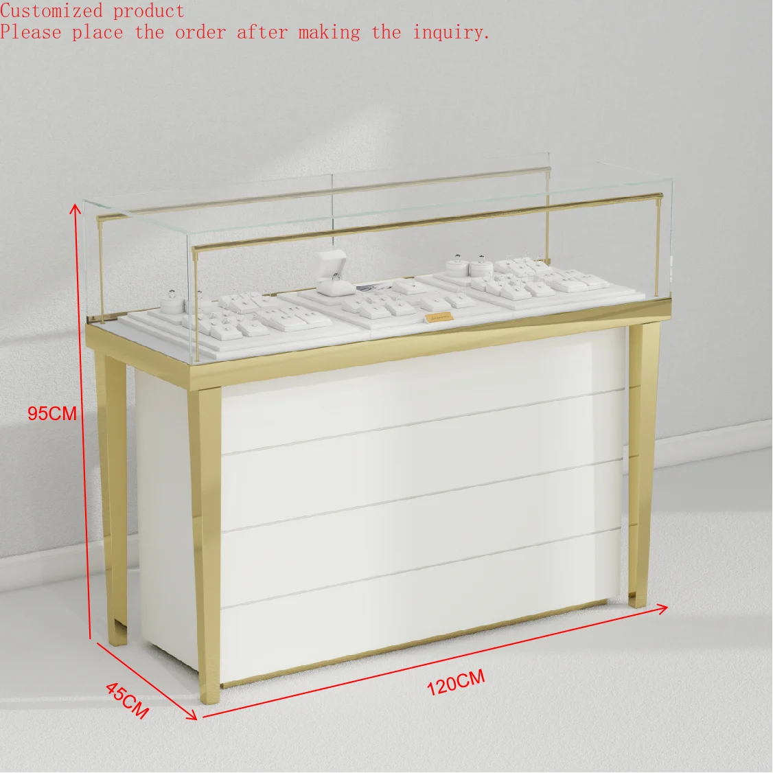 

Custom.Jewelry Display Case with LED Lighting Glass Watch Cabinet Showcase for Jewelry Display in Malls and Stores