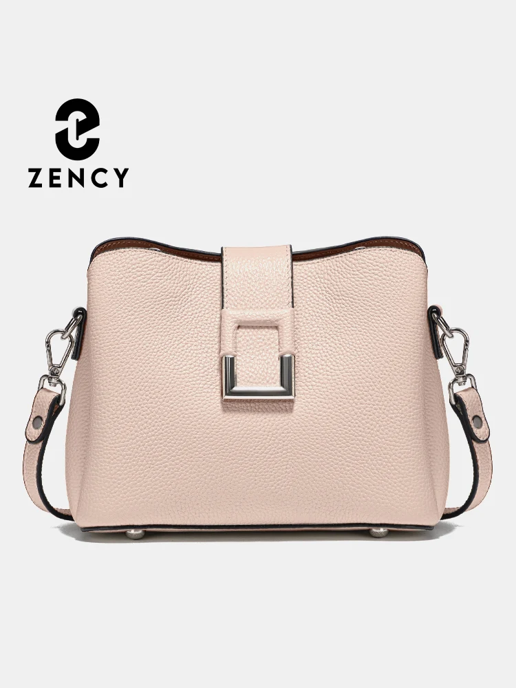 

Zency Genuine Leather Designer Casual Shopper Shoulder Bag Commuter Large Bucket Handbag Women Tote Underarm Bags Cross Body Bag