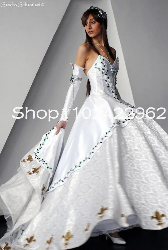 Vestidos de novia góticos con corsé de novia con bordado de color verde esmeralda, traje de encaje con cordones, vestido de novia granate personalizado