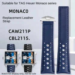 For Heuer perforated cowhide strap TAG Heuer Monaco CAW2211P CBL2115 22mm watch band Bracelet replace fold buckle watch chain