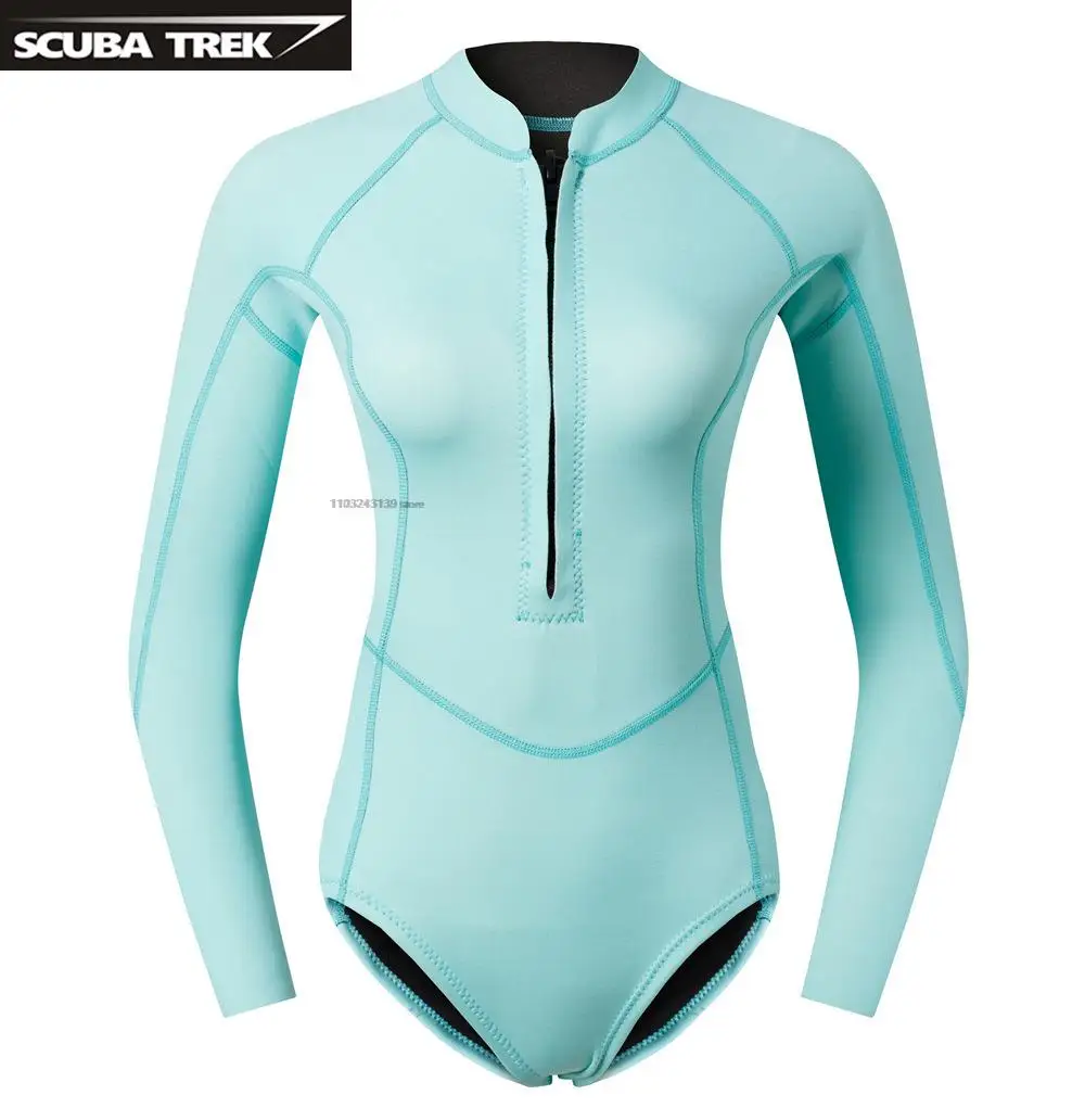 2mm Woman Diver Diving Suit Neoprene Diving Equipment Pink Long Sleeve Bikini Swimsuit Women Korean Swimwear Snorkeling Suit