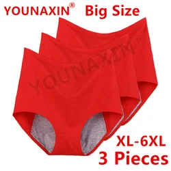 3 Pcs Women's Big Size Red Briefs Cotton Undies Underwear Menstrual Panties 2026 Chinese New Years Gifts XL 2XL 3XL 4XL 5XL 6XL