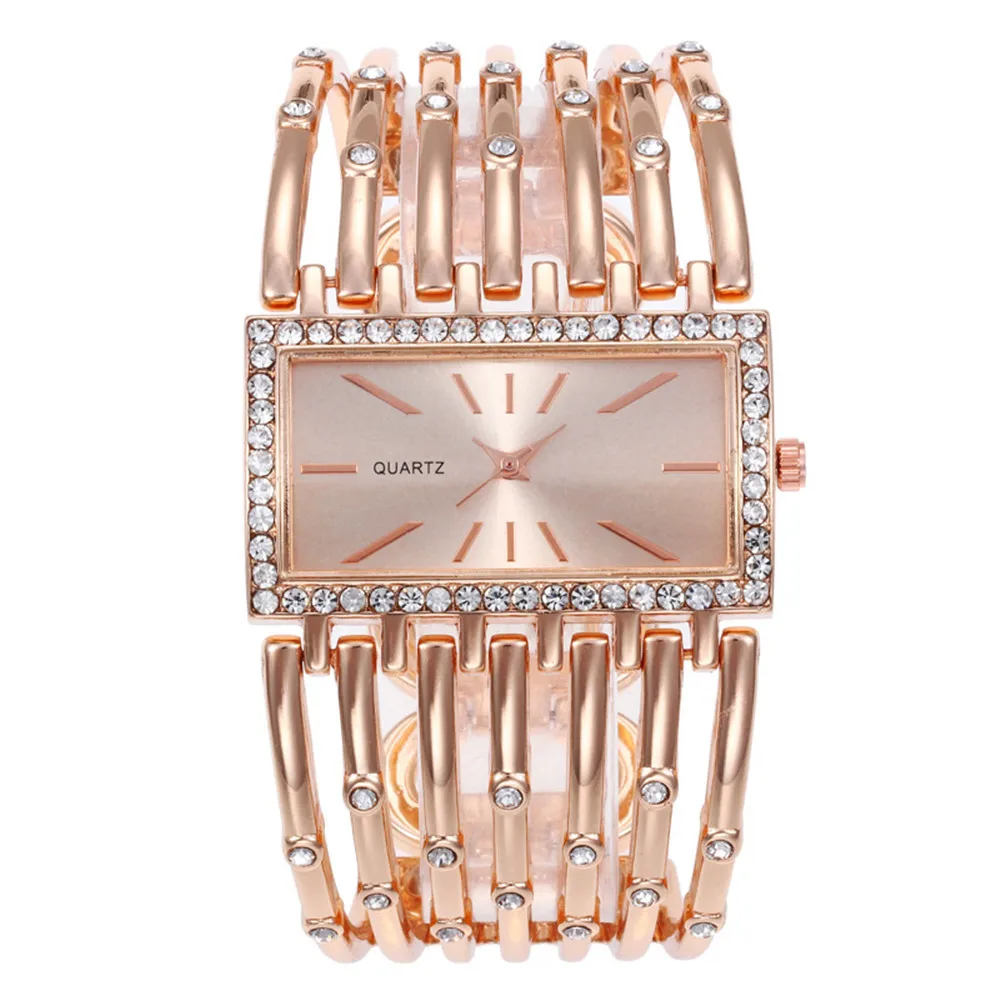 Women\'s Watch Luxury Rhinestone Quartz Cuff Bangle Watch Analog Stainless Steel Party Dress Wrist Watch