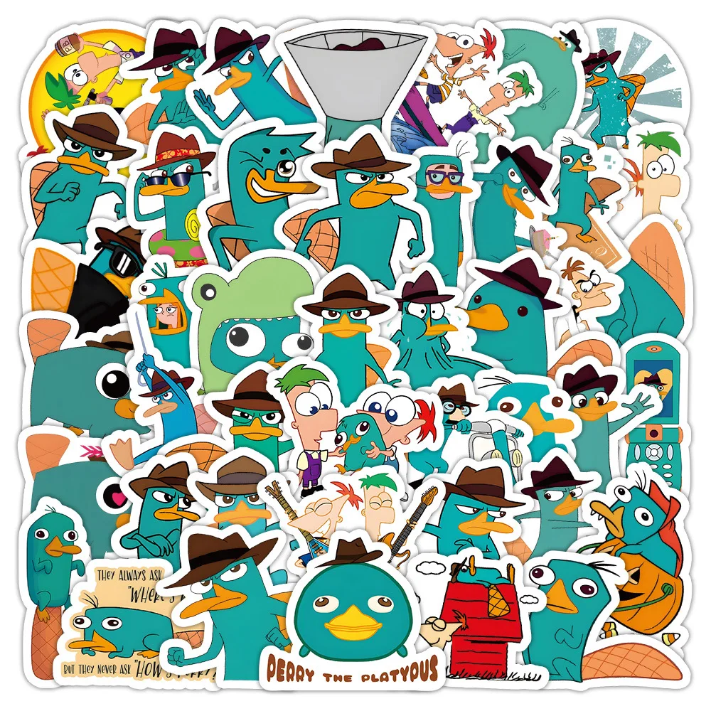 10/30/60 Buah Stiker Kartun Phineas And Ferb Lucu Stiker Grafiti Perry The Platipus Animasi Mainan Anak-anak Laptop Gitar Sepeda