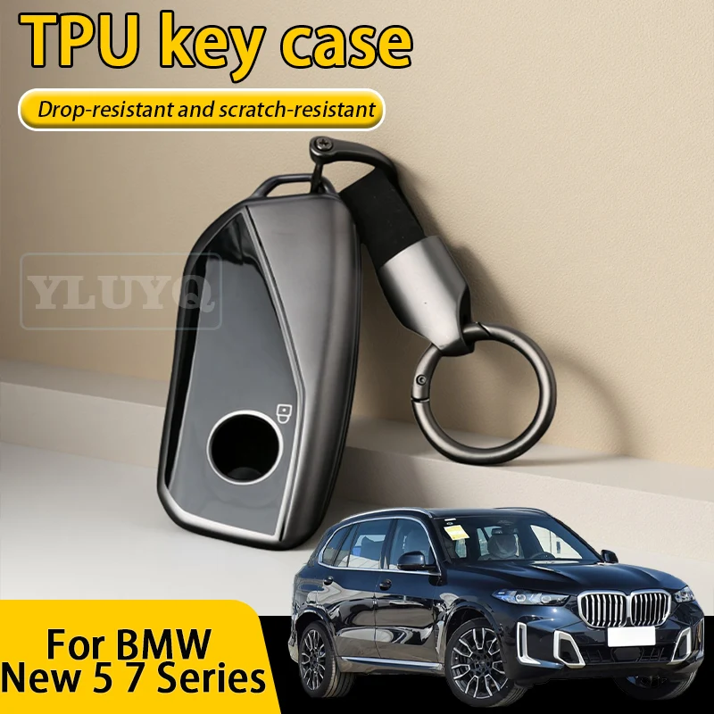

For BMW 5 7 Series Car Key Case TPU Keychain Cover Chain 740i 760i X1 X5 X6 X7 XM IX IX3 I5 I7 Car Interior Accessories 2025