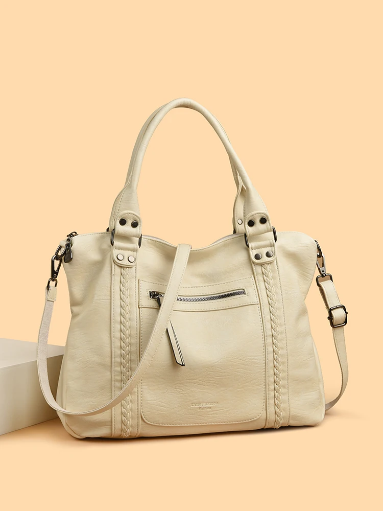 Retro Motorcycle Bag Tote Bag Soft Leather Single Shoulder Slant Cross Large Capacity Bag Wasteland Style Fashionable Women's...