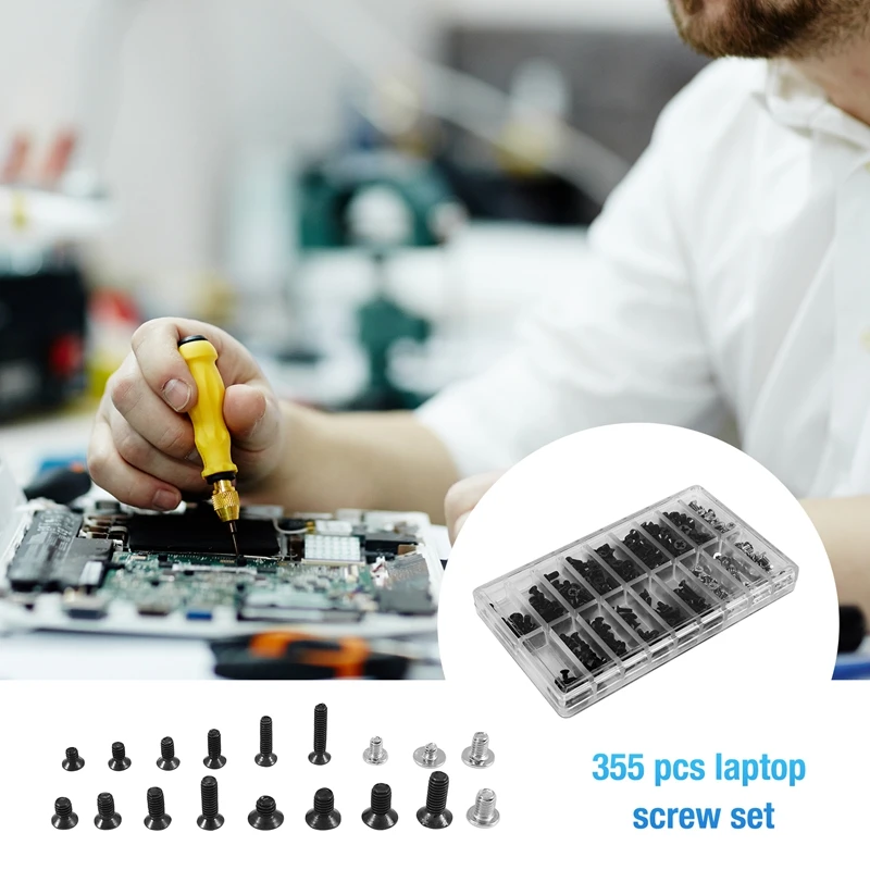 355Pcs PC Screws Assorted Set M2 M3 M2.5 Computer Screws HDD M.2 SSD Screws For Universal Laptop PC Computer Repair