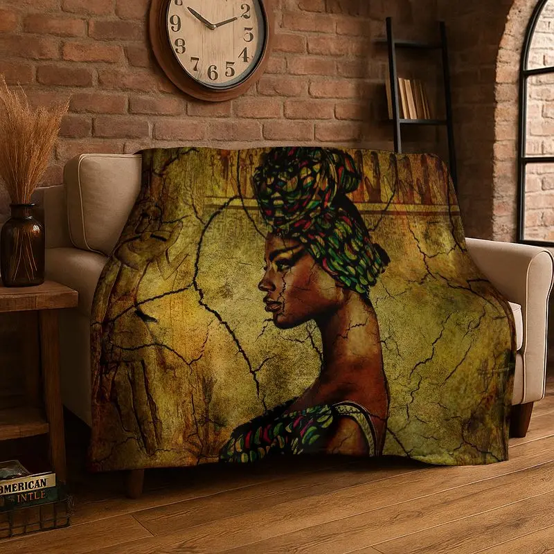 Africa Ethiopian Art Tradition Custom Flannel Blanket Soft Throw Blanket for Bedroom Living Room Bed Travel Camping Picnic Cover