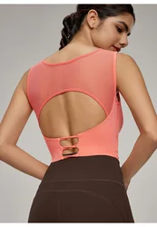 Sexy Sports Vest with Chest Cushion, No Running Cup Splicing Mesh Back Vest, Versatile Fitness Top for External Wear