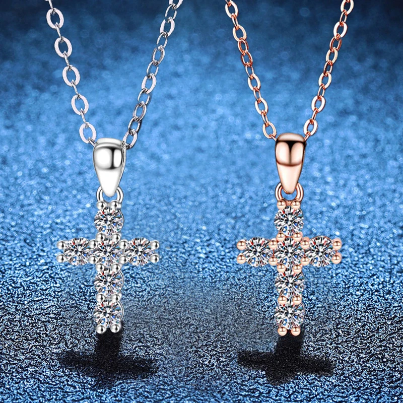 NASIA 3mm D VVS1 Moissanite Cross Necklace for Women Lab Diamond Sterling Silver S925 Wedding Pendant Certified Necklaces 2026