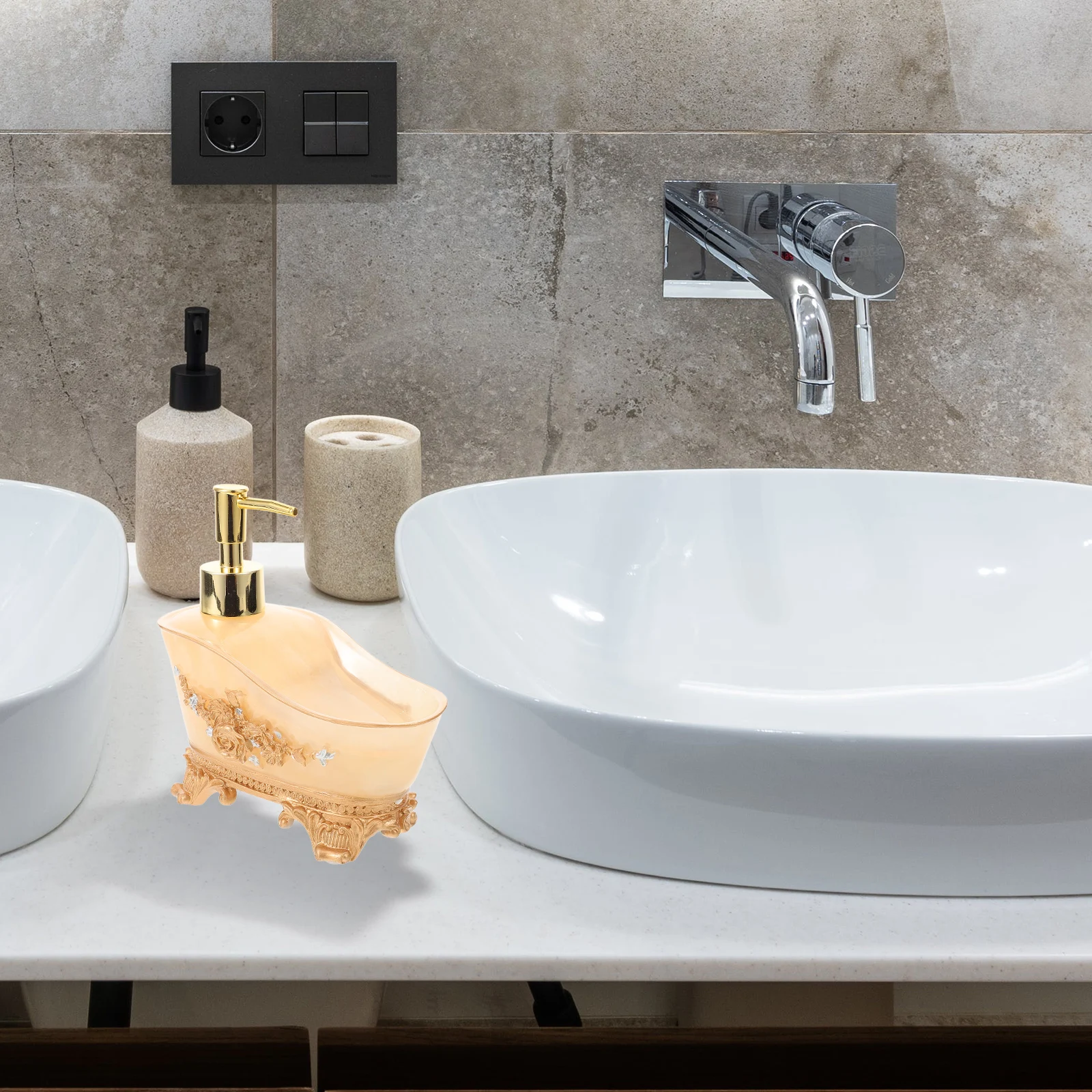 

Resin Soap Bottles Press Pump Shampoo Bathroom Kitchen Hand Refillable Yellow Pump Shampoo Bottle Home Travel