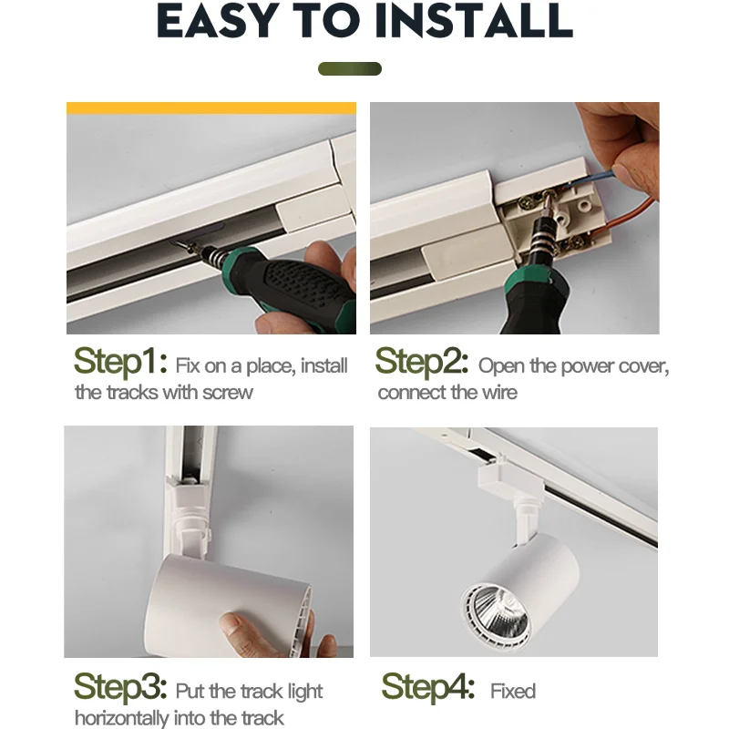 Intero Set 220V Led Track Light Fixture Sistema di illuminazione su binario 20/40W COB Lampada a binario a soffitto per negozio di abbigliamento
