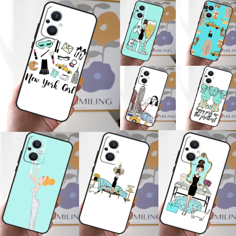 Чехол New York Lady Girl для OPPO Reno 11F 11 12 13 F 8T 7 8 10 Pro OPPO Find X8 X6 Pro X3 X5 Lite Cover Fundas