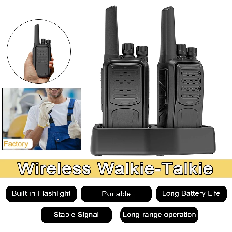 جهاز اتصال لاسلكي محمول طويل المدى 8 قنوات اتصال داخلي صغير عالي الطاقة مع محطة شحن لركوب الدراجات في الهواء الطلق