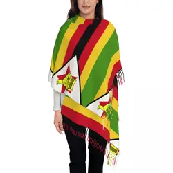 Personalized Printed Zimbabwe Flag Long Pile Fringe Men Scarf Women'S Anti Chill Scarf