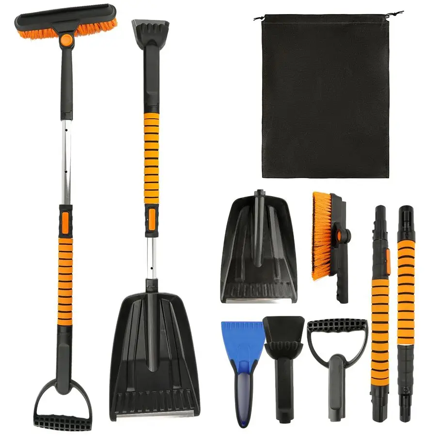 

Выдвижная щетка для снега и скребок для льда для автомобиля, съемная головка с прочным алюминиевым столбом, включает снегостулку, скребок для льда, S