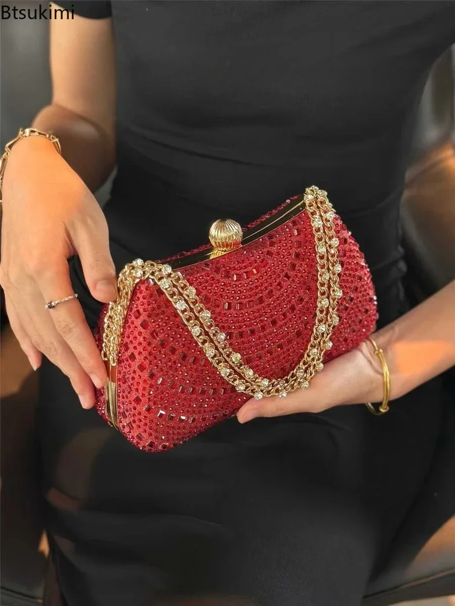 Fine Rhinestone Diamond Inlay Dinner Evening Bags Retro Luxury Small Clutch Bags for Women Wedding Party Dresses Purse Handbags