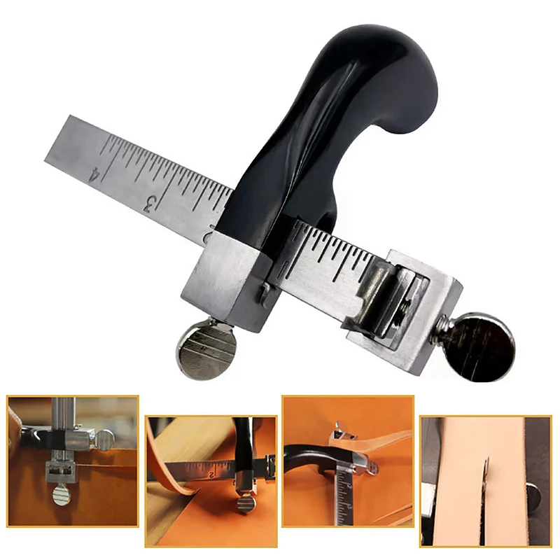 Professional Leather Belt Cutter Gauge For Drawing Leather Belt Diy Strip Tool Hand Cutting Leather Tools With 2 Sharp Blades