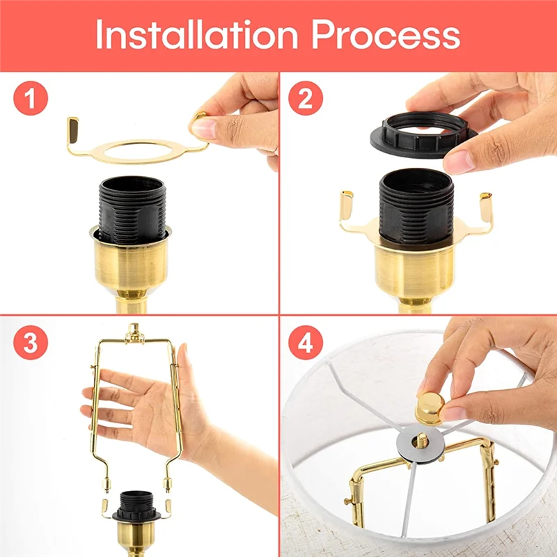 

ABAH-7Inch Lamp Shade Harp Holder Adjustable Lamp Harp Kit E14,E26,E27 Light Base Adapter Horn Frame Lampshade Bracket