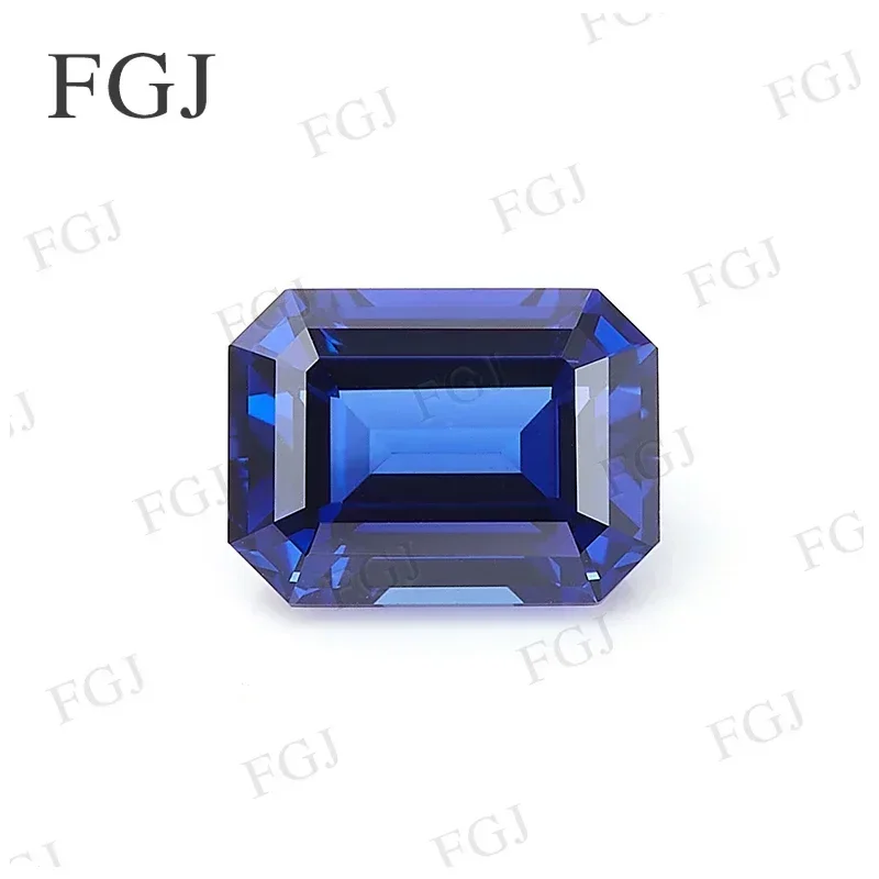 

New Promotion Lab Grown Sapphire Emerald Cut Natural Blue Loose Stones Beads for Rings/Pendant Making Materials Selectable AGL