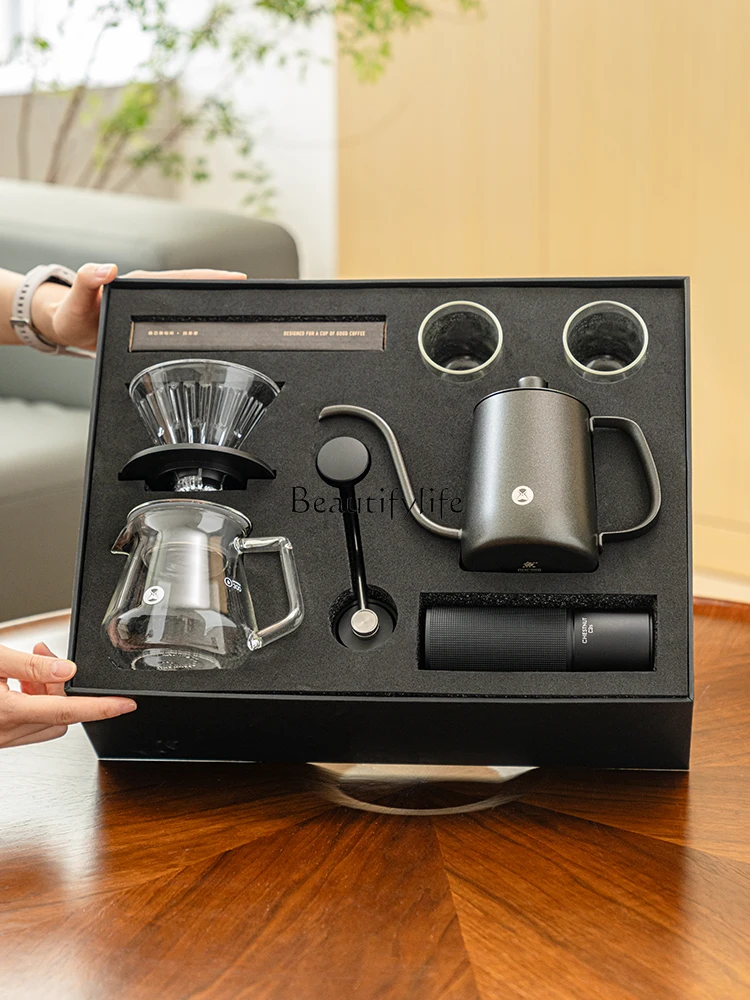 

Hand Made Coffee Maker Suit Household Drip Filter Hand Pouring Coffee Pot Gift Box Manual Grinding Machine Appliances