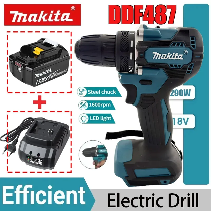 

Электрическая дрель Makita DDF487, подходит для ударной дрели с пятью шнурами, используемой отделочными бригадами, для аккумулятора Makita 18В с зарядным устройством