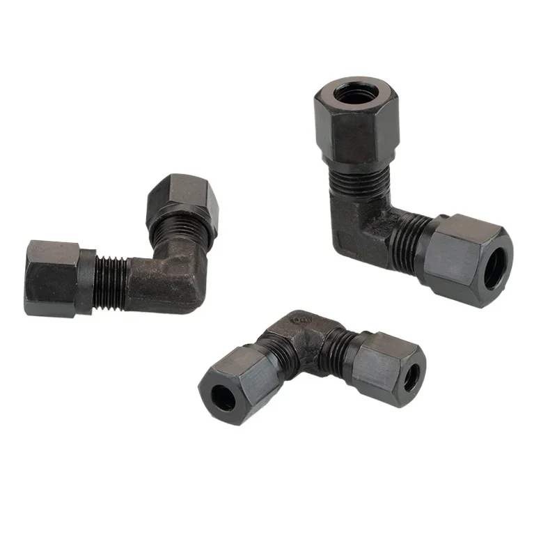 90 Degree Elbow 6 8 10 12 14 15 16 18 20 22 25 28 mm Tube Single Ferrule Compression Union Hydraulic Carbon steel Fitting Oil