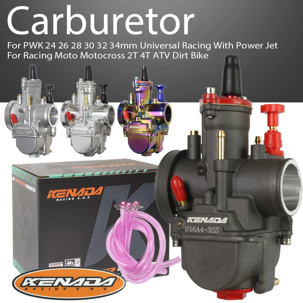

KENADA RACING Flat Curtain Carburetor For PWK 24 26 28 30 32 34mm With Power Jet Racing Moto Motocross 2T 4T ATV Dirt Bike