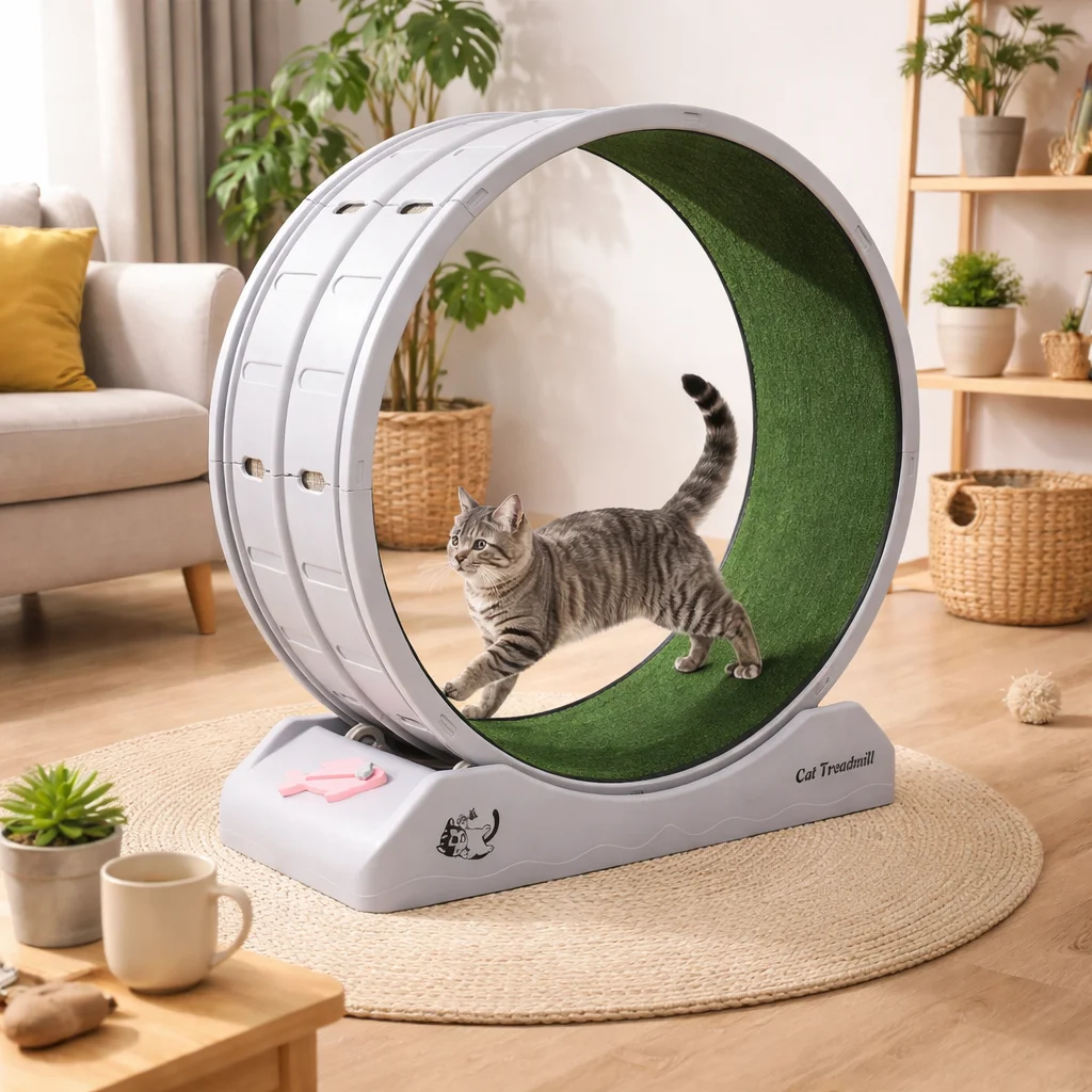 Rueda de Ejercicio Silenciosa para Gatos, 80 cm, con Tapete Antiarañazos 🐾