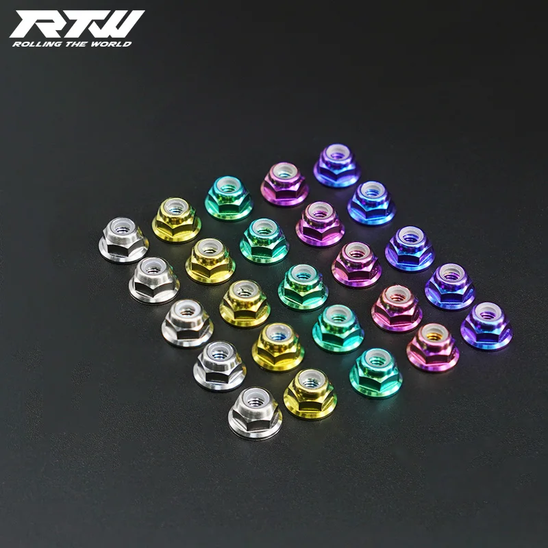 

TC4 M3 M4 M5Titanium Alloy Colored Flange Nut Flange Self-Locking Nut Nylon Ring Nut Lightweight Gold light purple