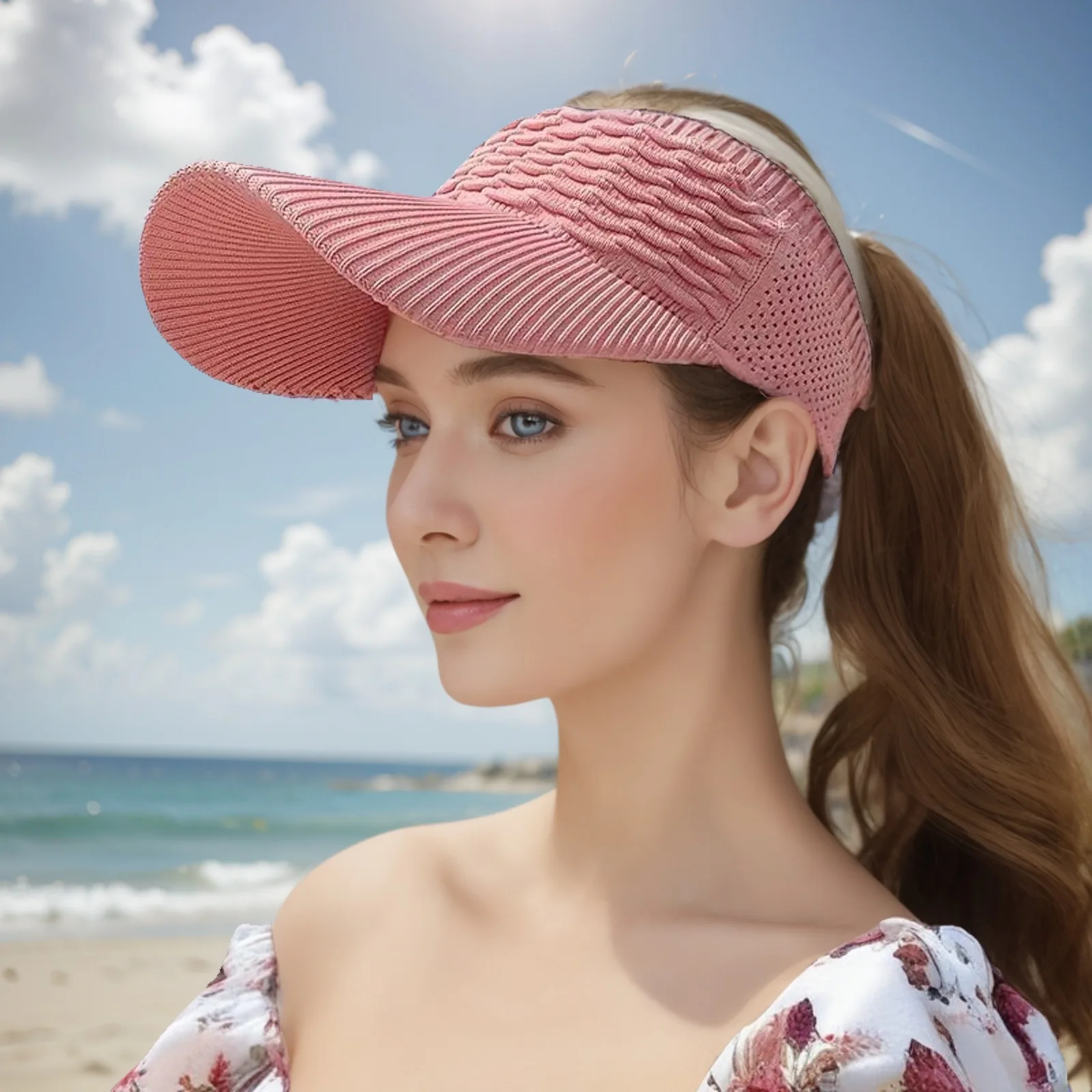 Fish scale empty top internet famous summer sun hat Korean version knitted baseball duckbill hat outdoor sports sun hat