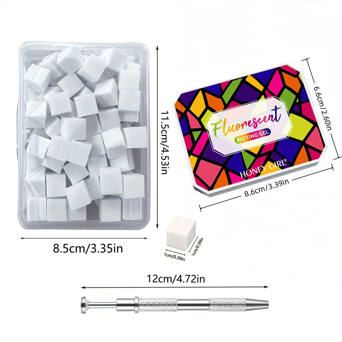 1 conjunto/2 pçs fluorescente pat gel transferência cola arco-íris cores brilhantes uv & led unha polonês gel salão 1 caixa pat esponja clipe diy y2k