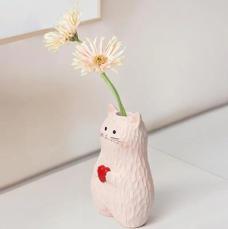 

Resin Love Cat Vase Flower Arrangement Vases Ornaments Lovers Flower Pot Cute Cat Succulent Plant Pots Vase Planters Cat Statue