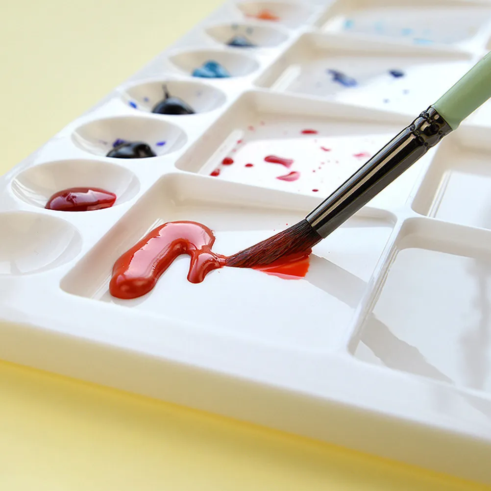 Multi-Functional Plastic Watercolor Palette Paint Mixing Tray Lightweight Easy-Clean Surface for Artists Students Professional