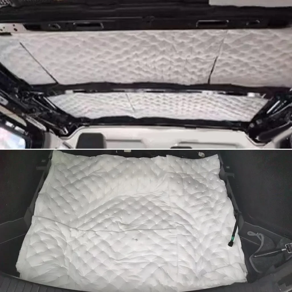 Fotografia 5: Manta Acústica Isolante de Algodão Branca Acolchoada Autoadesiva para Carro, Isolamento de Ruído e Calor para Portas, Pisos e Porta-Malas