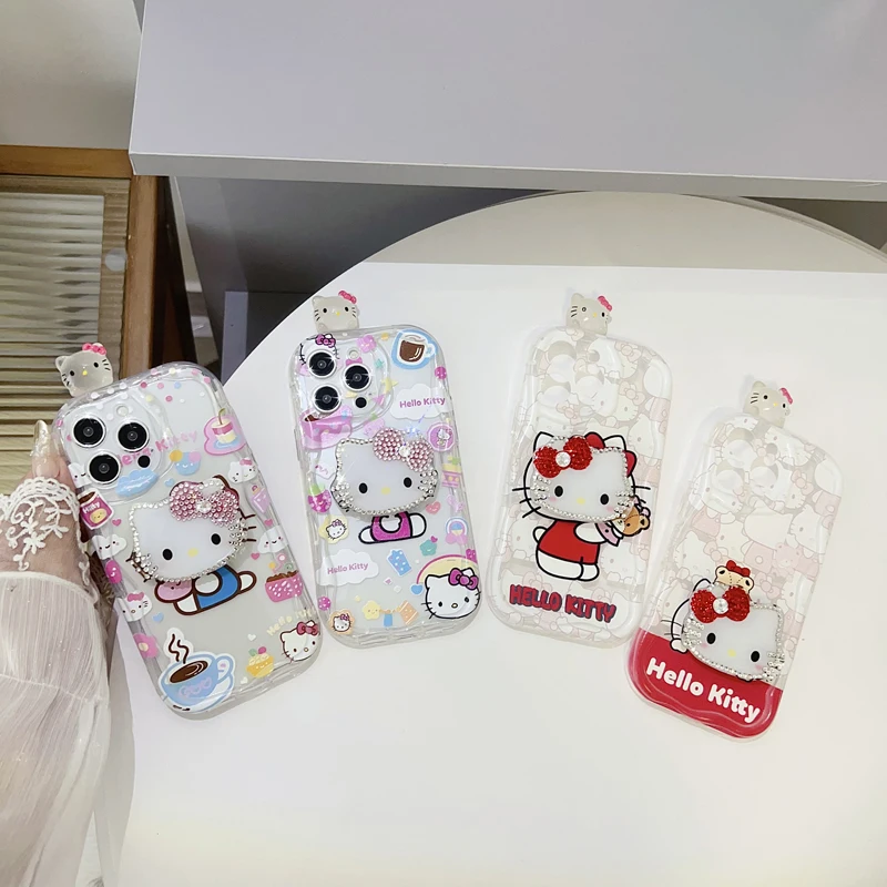 Crystal Diamond Hello Kitty For Samsung Galaxy S20FE S21 S22 S23 S24 S25 S26 Plus Ultra FE Wave Case With Holder