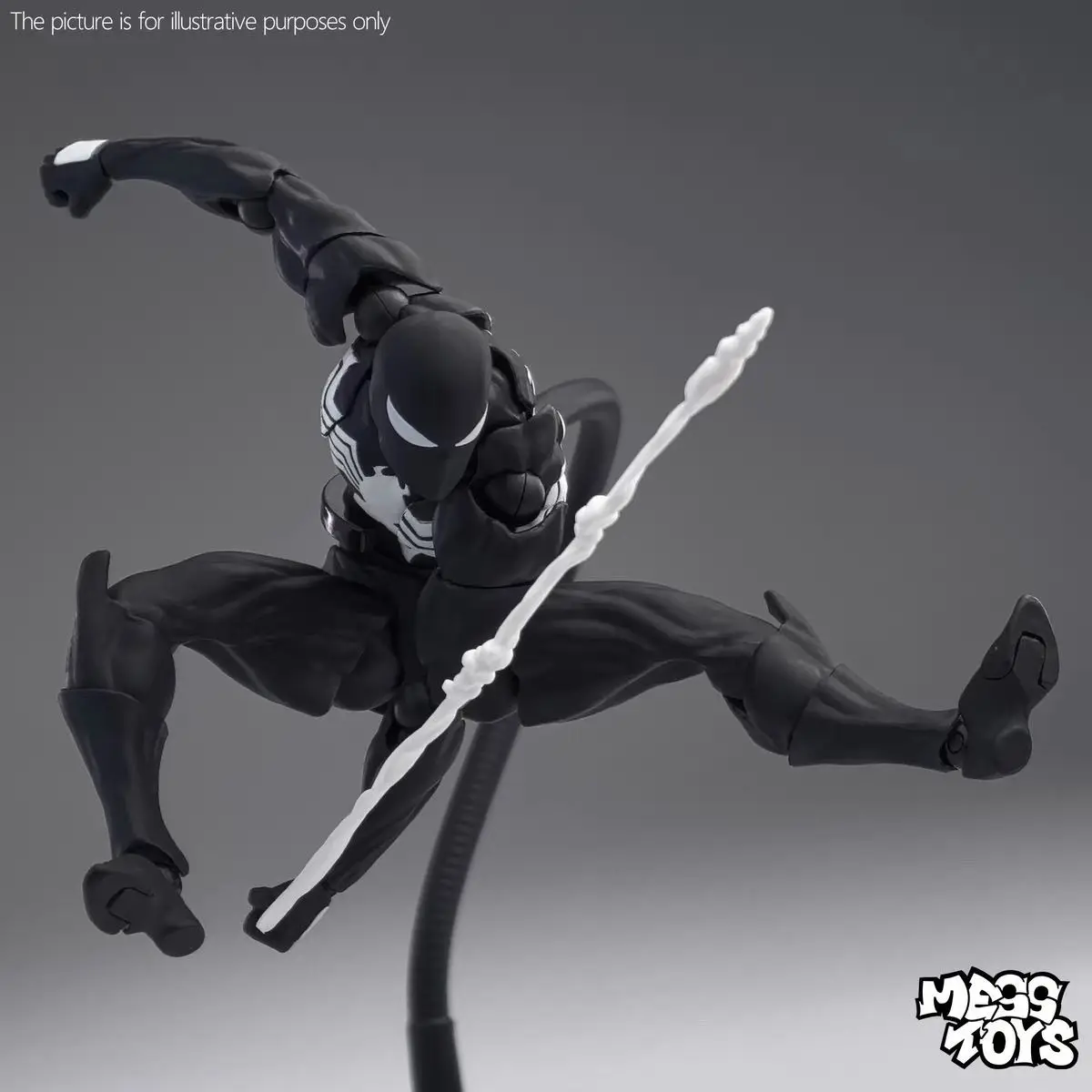 MESS TOYS Black Neighbor Symbiosis Spider-Man Anime Figura Black Venom Battle Clothes Modello congiunto Desk Decor Collection Toy Gift