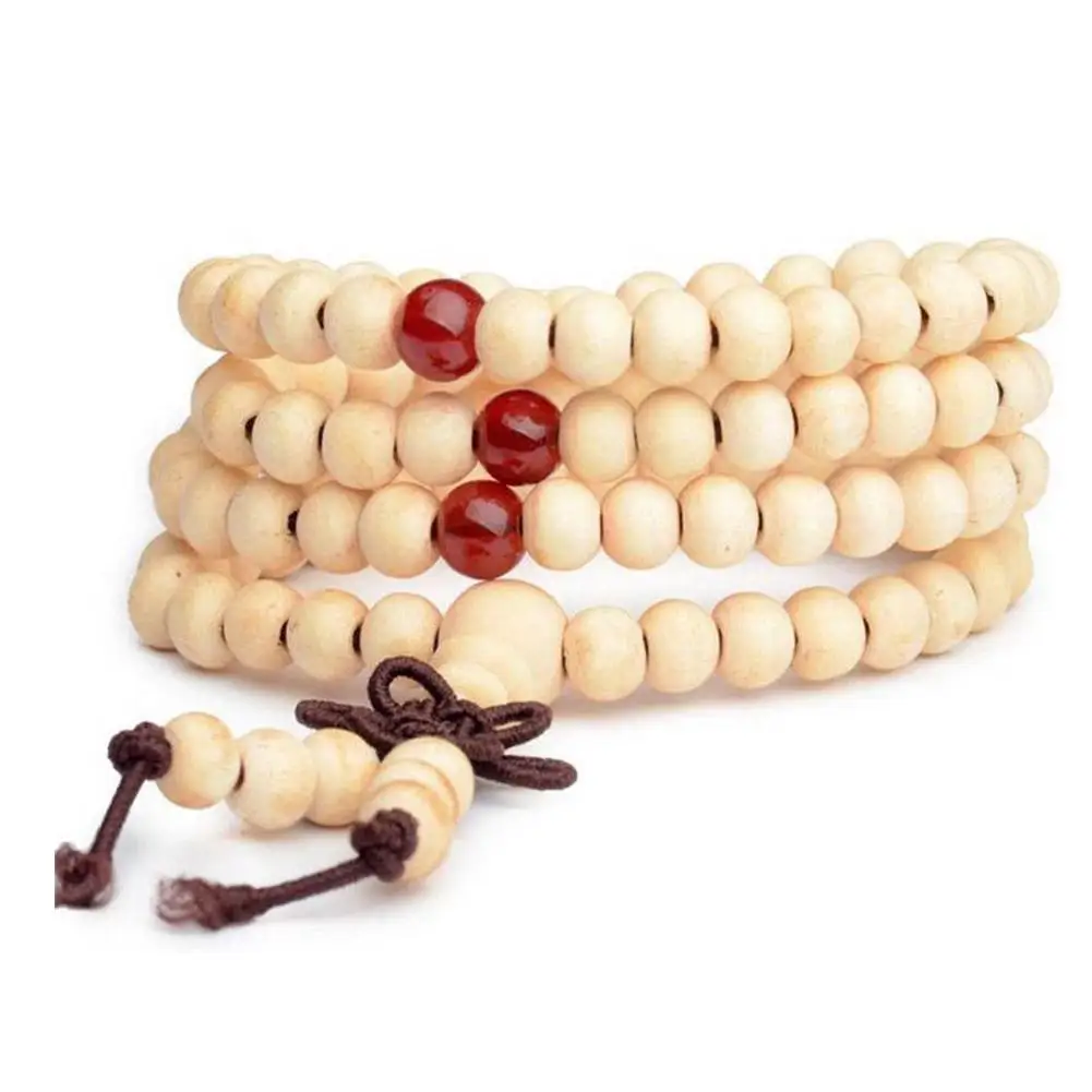 6mm Natural Sandalwood Buddhist Beads Bracelets 108 Buddha Bangles Meditation Prayer Bracelet Wood layer Beaded Men Women B U3A6