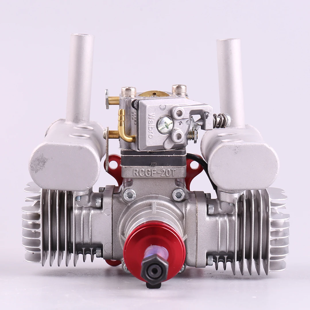 NEW VVRC RCGF 21CCT V2 21cc Dual Cylinder Petrol Engine with Exhaust Pipe for For RC Airplane Fixed Wing Model