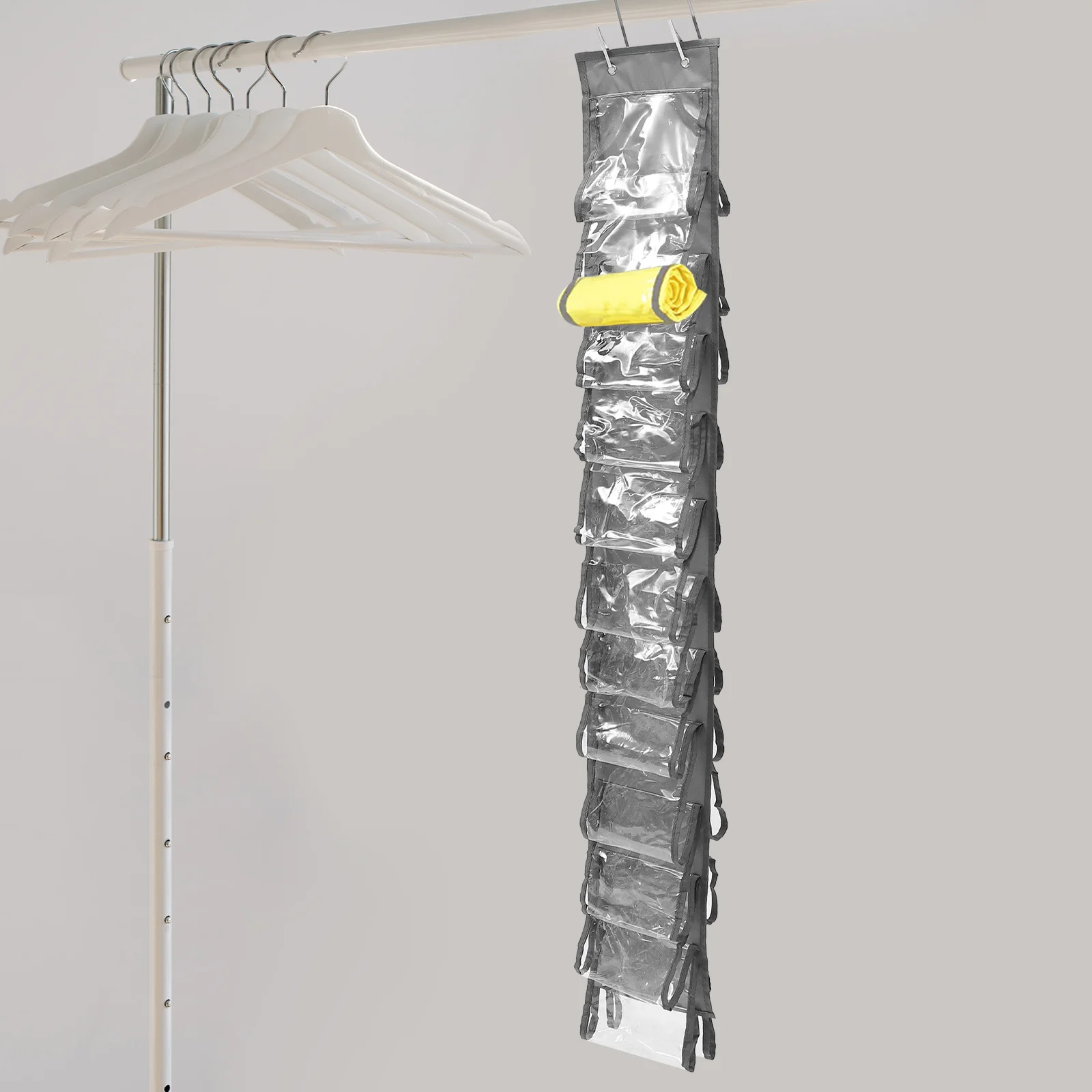 

1 Set Of Large Capacity Compartment Hanging Organizer Bag For Closet Oxford Cloth Pvc Storage For Leggings Yoga Clothes Towels