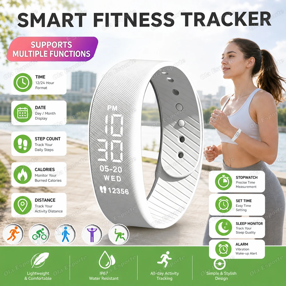Vibrating Alarm Smart Watch Bracelet Waterproof Running Pedometer Monitoring Smart Band Alarm Reminder F107 Wristband PK HT30
