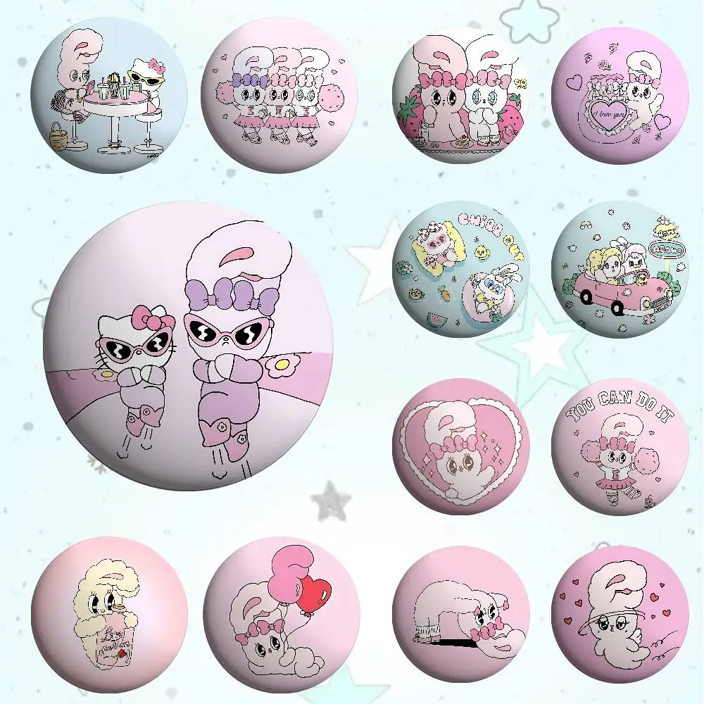 E-Esthers Bunnys Brooches Stylish Ornament Pins Exquisite Round Badge Bag Accessories Jewelry Gifts